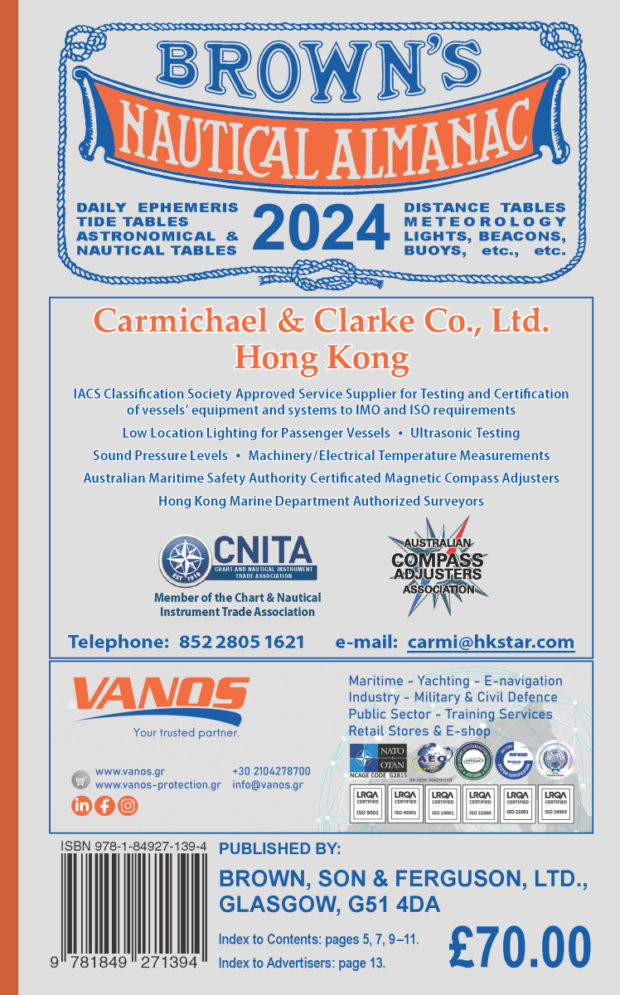 Brown's Nautical Almanac 2024 Edition
